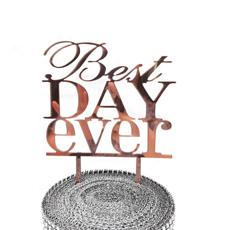Wholesale Rose Gold Best Day Ever Weeding Cake Topper