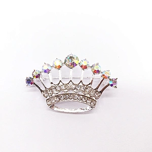 2021 popular series silver plating crown crystal rhinestone corsage brooch for women