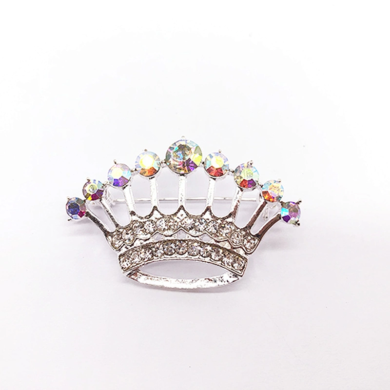 2021 popular series silver plating crown crystal rhinestone corsage brooch for women