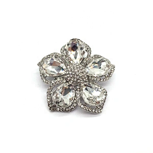 Custom High Quality Making Silver Jewelry Flower Metal Crystal Brooches For Women Clothes