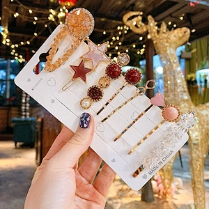 Hot Style Ins Rhinestone Pearl Hair Decoration Clips Hair Clips for Girls Alloy Hair Clip Set
