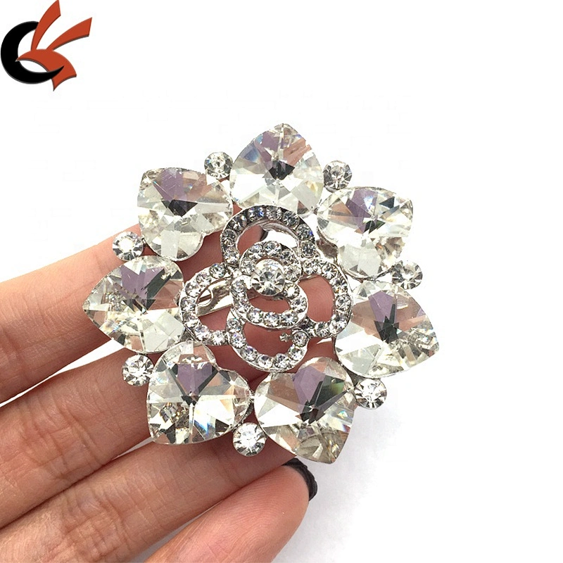 Cheap Top Sell Wholesale Luxury Fashion Glass Crystal Magnet Flower Brooch Pin