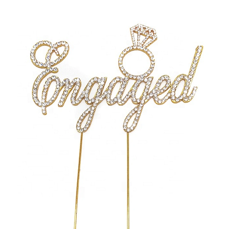 2020 Diamond Crystal Rhinestone Monogram Engaged Cake Topper
