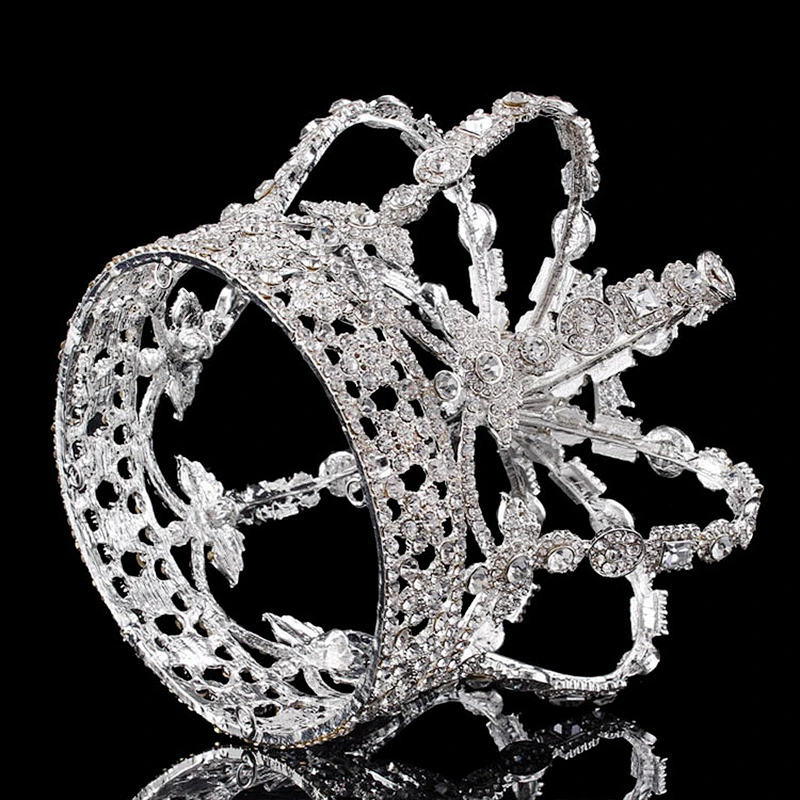Popular King Crowns Adult Prince Men Birthday Prom Kings Costume Full Round Metal Crystal King's Crown
