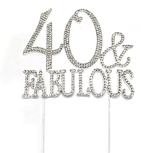 40 & Fabulous Cake Topper for 40th Birthday Party Decoration Supplies (Gold)