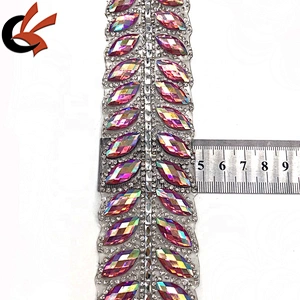 New style Pink AB crystal hot fix rhinestone tape roll iron on motif trimming