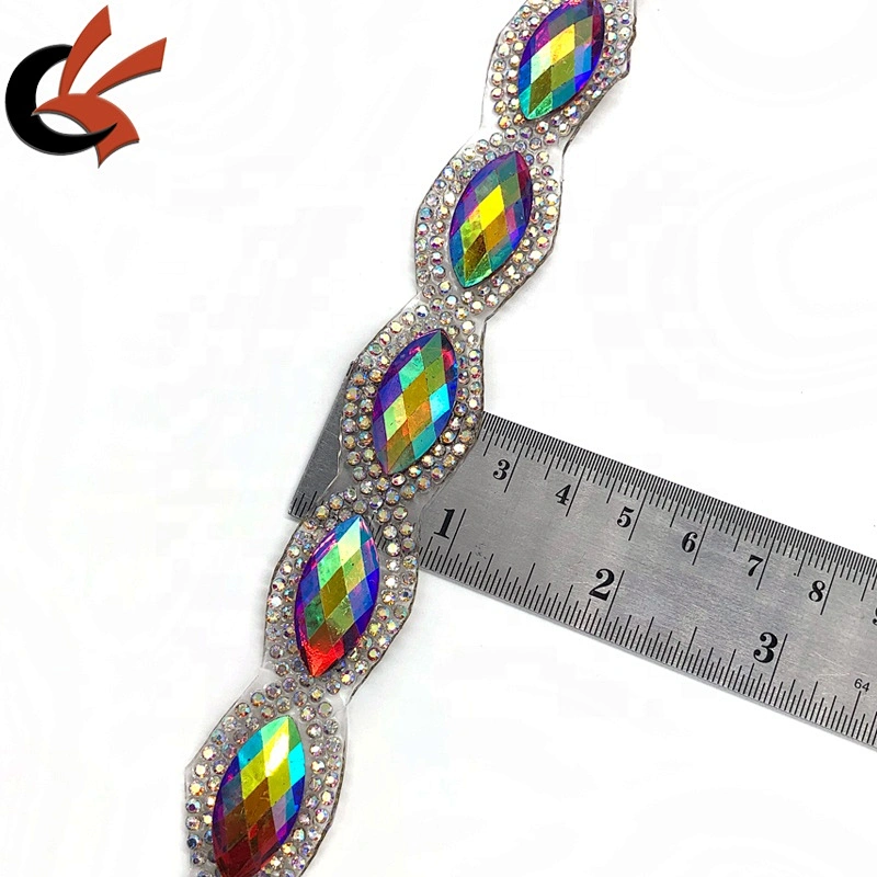 Sparkling Red AB eyes shape resin rhinestone heat transfer trimming iron on tape