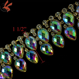 Stunning Beaded Crystal Rhinestone Diamante Trim Ribbon Bridal Wedding Chain