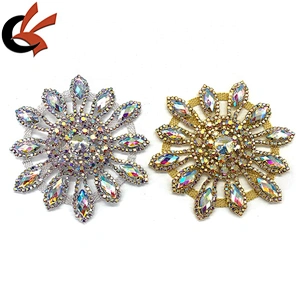 Fashion design round welding chain patch sew on silver/gold rhinestone appliques