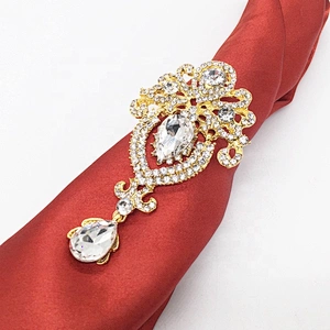 Custom Rhinestone Folding Design Gold Plated Elegant Crystal Jewelry Rhinestone Napkin Ring
