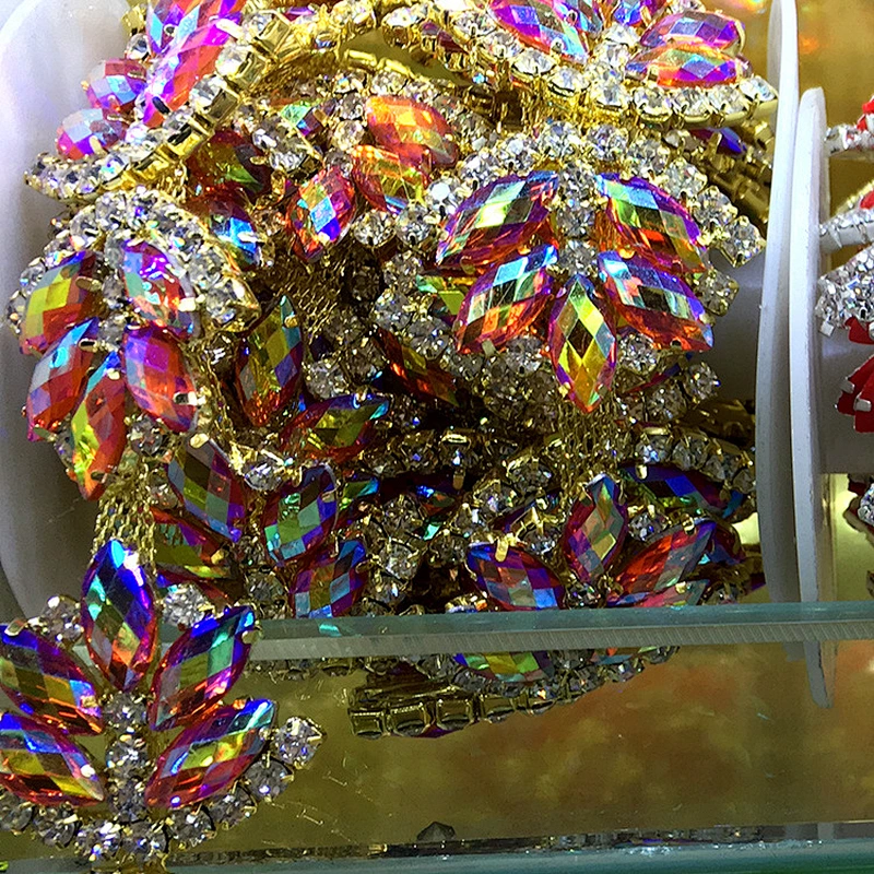 wholesale factory Colorful rhinestone trim for bridal crystal sash Wedding belt