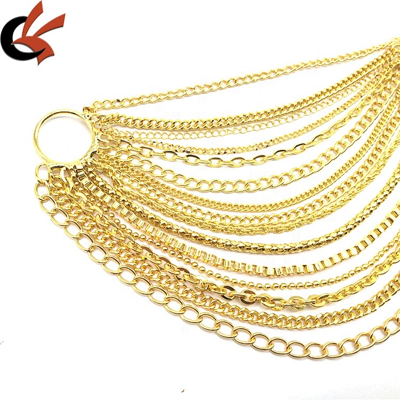 2021 Fucun new product latest swimwear wholesale gold setting metal multi body chains bikini connector