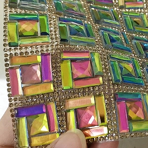 2019 new arrival rainbow glass rhinestone mesh