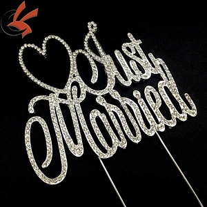Just Married Wedding cake sign Rhinestone Cake Topper