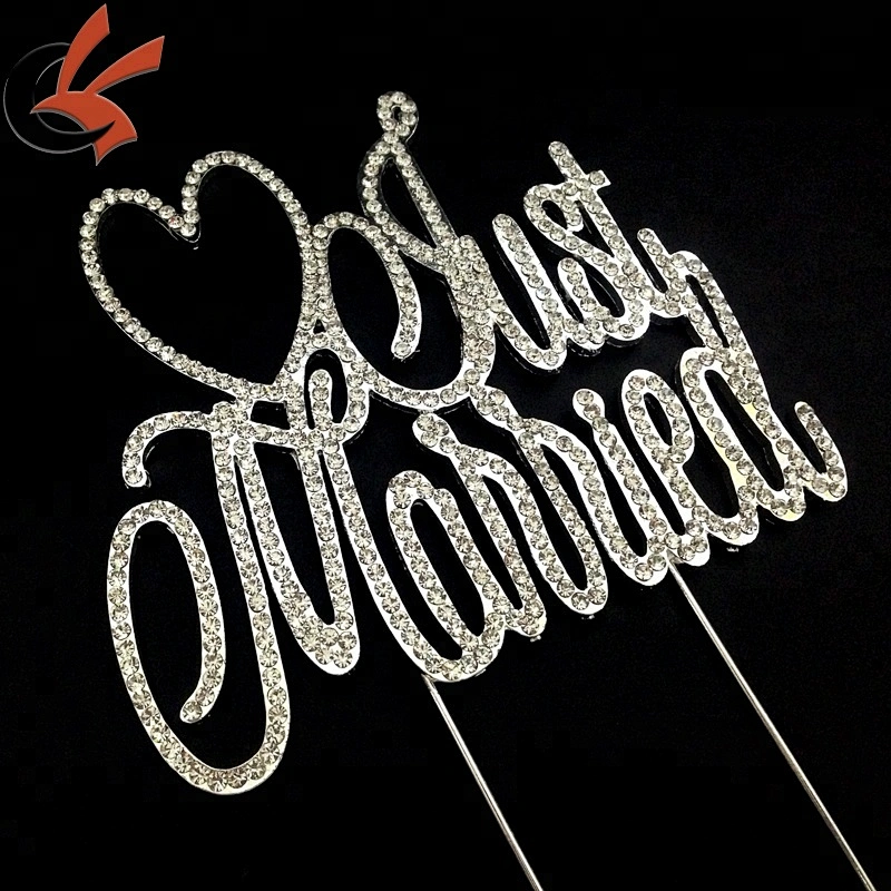 Just Married Wedding cake sign Rhinestone Cake Topper