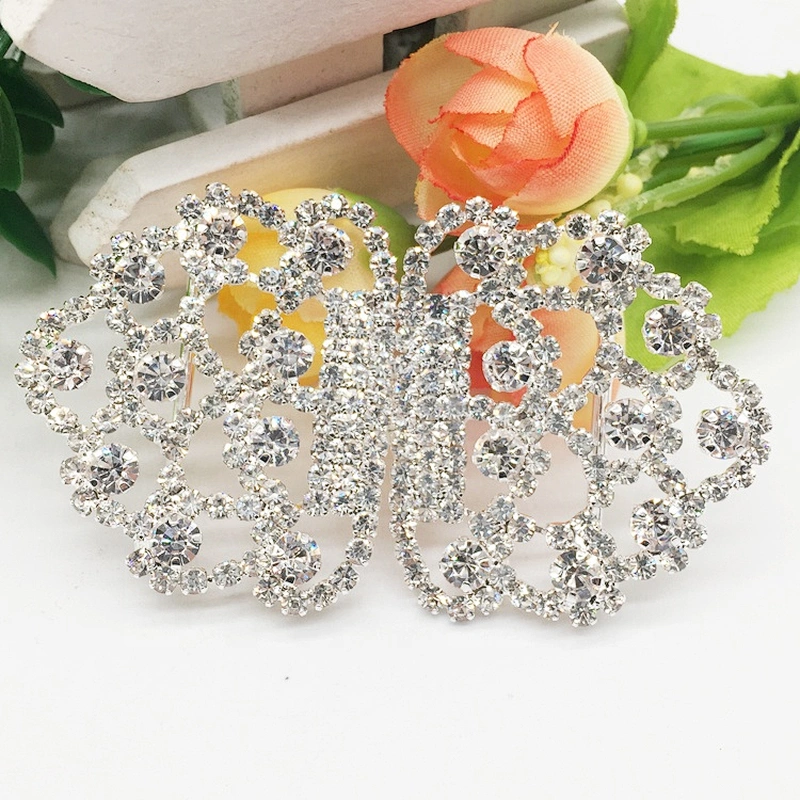 wholesale two parts chair sash rhinestone ribbon buckle for wedding invitation