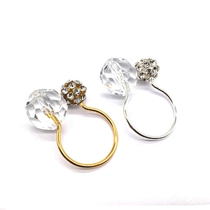 Factory custom made reflective crystal wedding gold silver metal diamond napkin ring