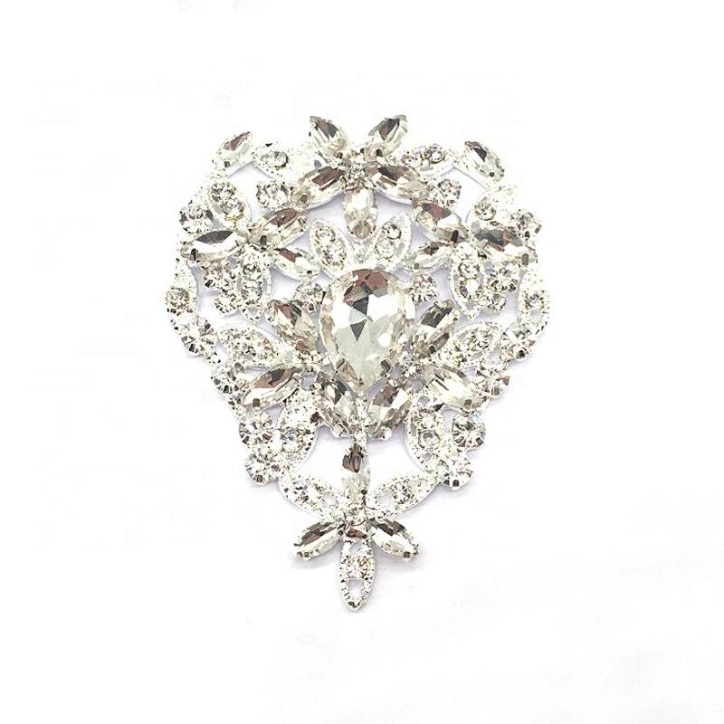 Wholesale Wedding Gown Bridal Sash Evening Wear Diamond Non Hot Fix Design Patch Flower Rhinestone Applique