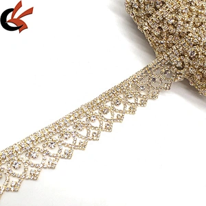New product 2021 high quality wholesales crystal jewelry fashion gold plating fringe rhinestone trims