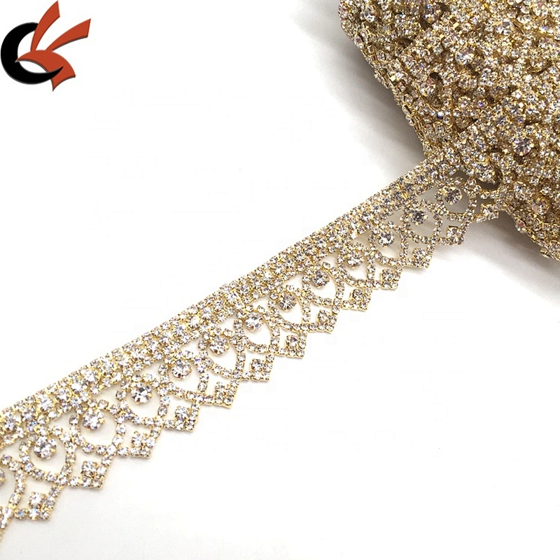 New product 2021 high quality wholesales crystal jewelry fashion gold plating fringe rhinestone trims