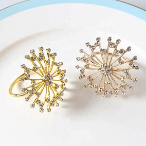 Simple style gold metal rhinestone beads napkin ring for weddings