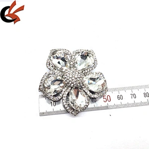 Custom High Quality Making Silver Jewelry Flower Metal Crystal Brooches For Women Clothes