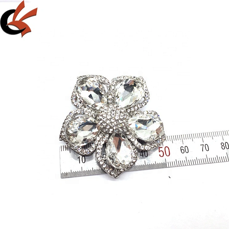 Custom High Quality Making Silver Jewelry Flower Metal Crystal Brooches For Women Clothes