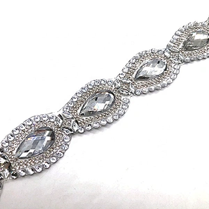 Fashion Sewing Trim Hot Fix Resin Rhinestone Ribbon crystal chain for Dresses Shoes decoration