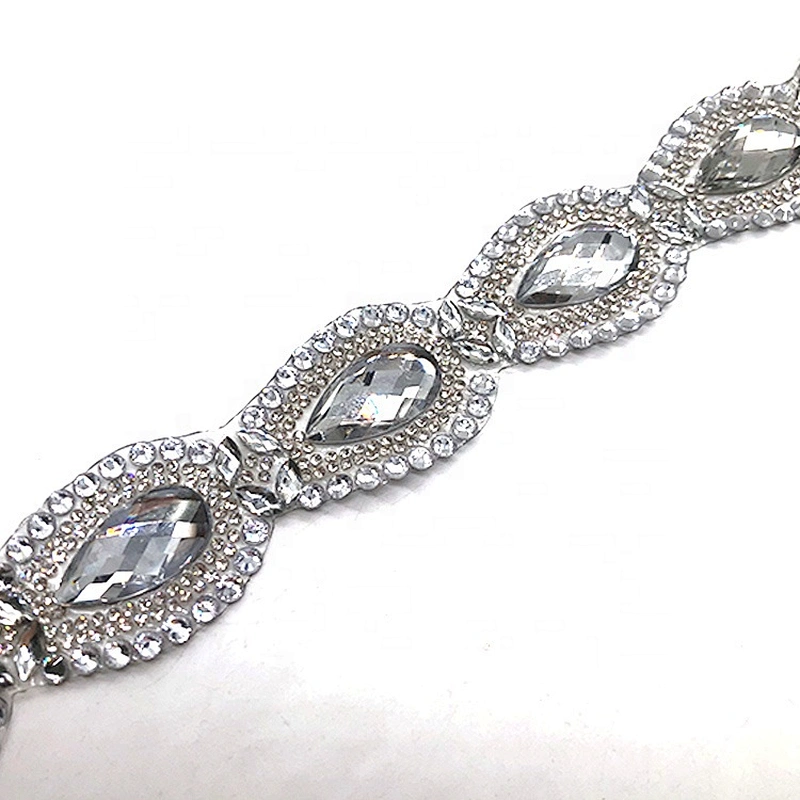 Fashion Sewing Trim Hot Fix Resin Rhinestone Ribbon crystal chain for Dresses Shoes decoration