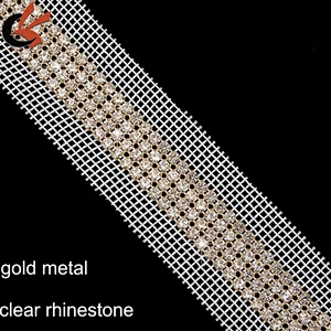Crystal Rhinestone Trim Banding Silver white netting