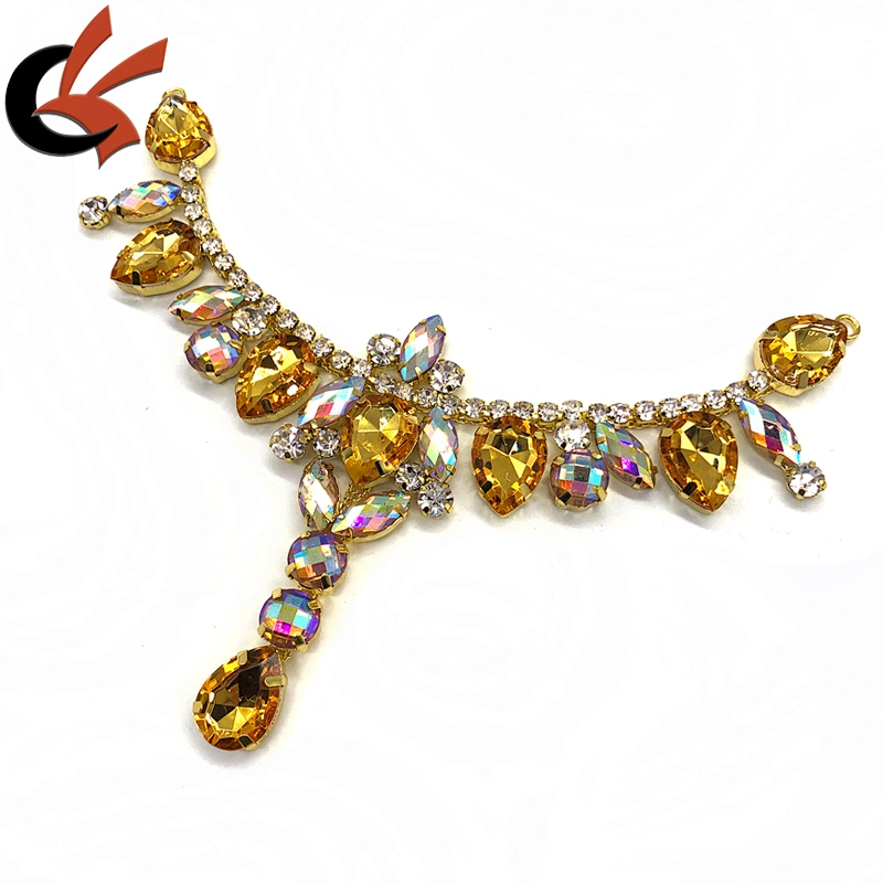 Wholesale Yellow Gold  rhinestone crystal connector for bikini for shoes in bulk