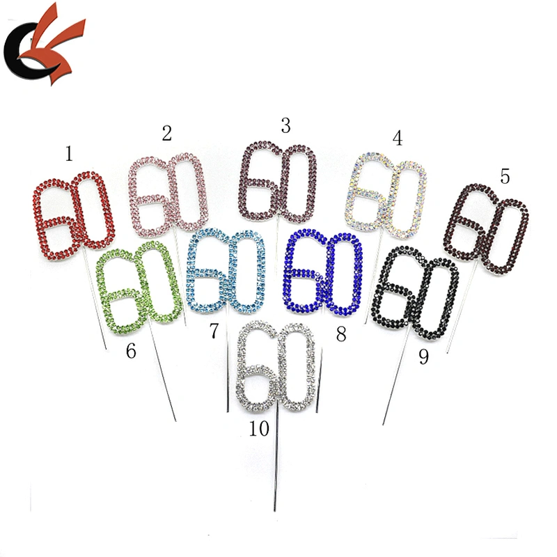 6cm Birthday Party Clear Rhinestone Diamante Number Cake Topper