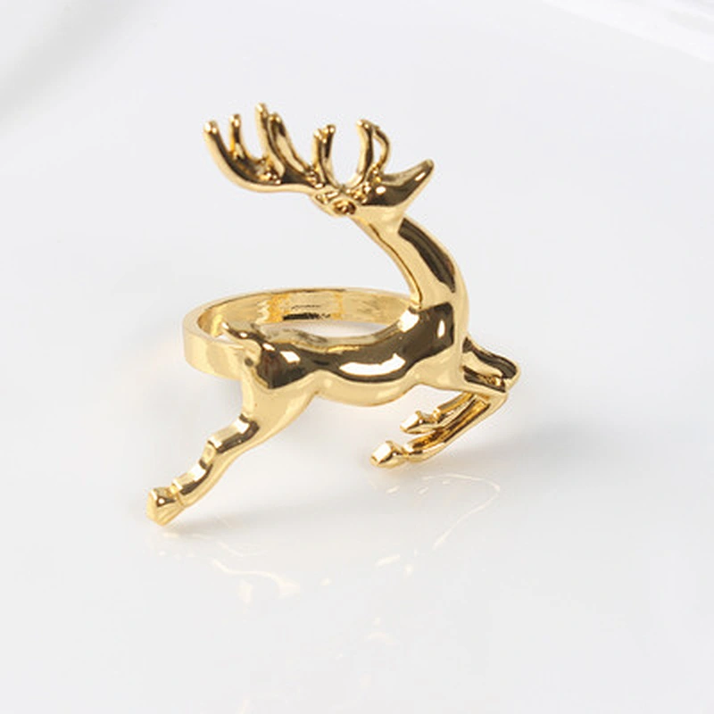 New arrival 2021 copper metal reindeer napkin ring for Christmas Dinning table setting