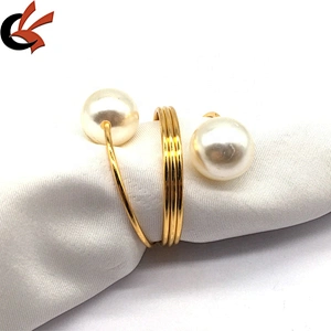 New style fashion silver twining bead pearl napkin ring wholesale cheap in bulk napkin holder