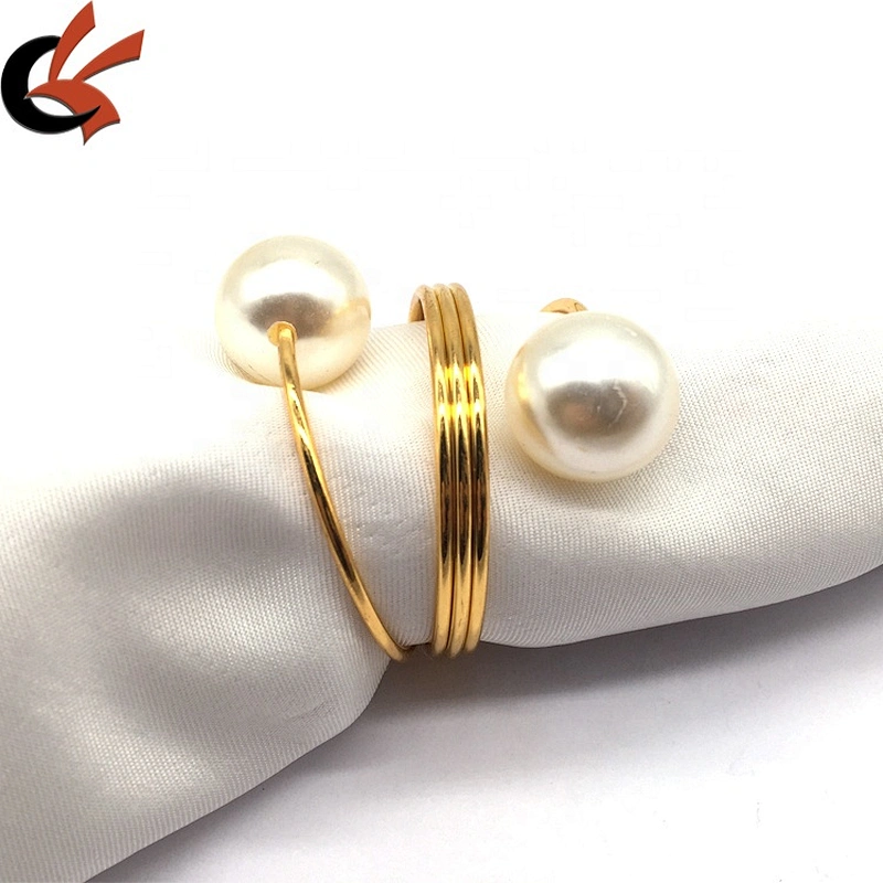 New style fashion silver twining bead pearl napkin ring wholesale cheap in bulk napkin holder