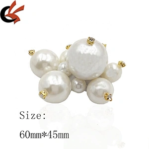 Supply high quality hole stock imitated ABS pearl bead shoe buckle upper for lady wedding shoes