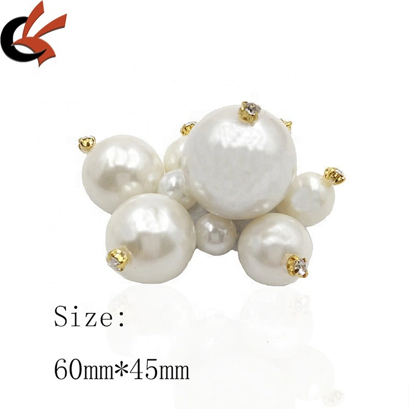 Supply high quality hole stock imitated ABS pearl bead shoe buckle upper for lady wedding shoes