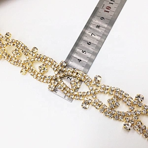 2020 new hot sale sew on diamond crystal trimming chain rhinestone gold pave trims