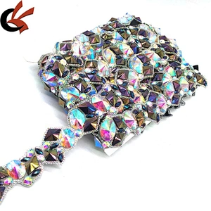 Custom by yard assorted resin colors iron on resin beaded banding rhinestone trim for decoration