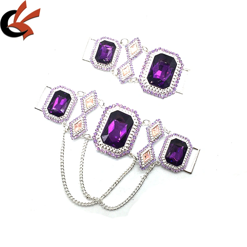 Custom New Purple Design Crystal Rhinestone Shoes Belt Bikini Connector For Swimming Wear Bikini Suite
