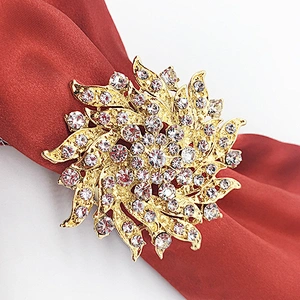 Sparkly gold plated Crystal  Napkin Holder Wedding Rhinestone Napkin Ring