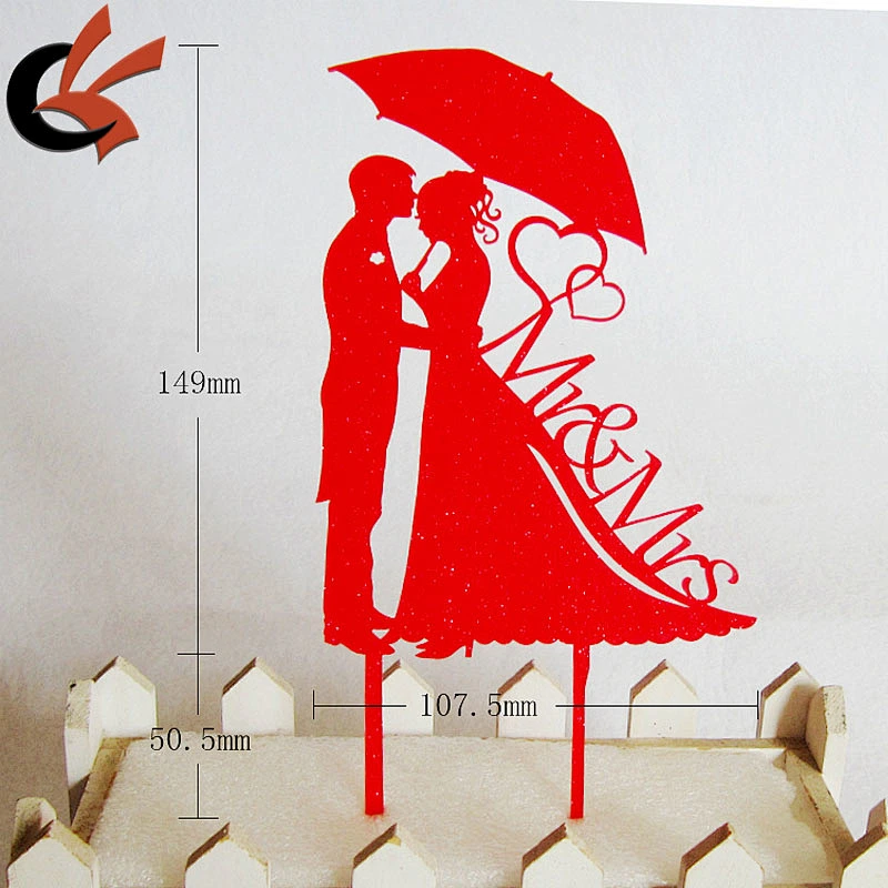 Gold Laser Cut Mr & Mrs Bride and Groom Acrylic Wedding Couple Cake Topper