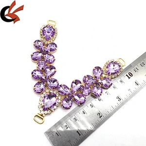 Custom making flower acrylic rhinestone costume decoration trikini top bikini connector for diy swimwear set