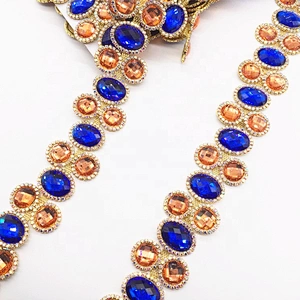 Newest Fashion women wholesale colorful rhinestone jewelry body chain trims for dress