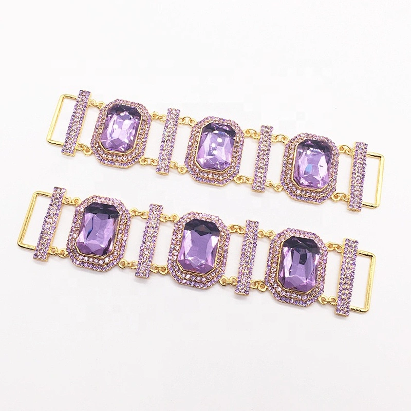 Fashion Diamante Full Crystal Big Lavender Jewelry Rhinestone Bikini Sets Top & Hip Swimwear Connector