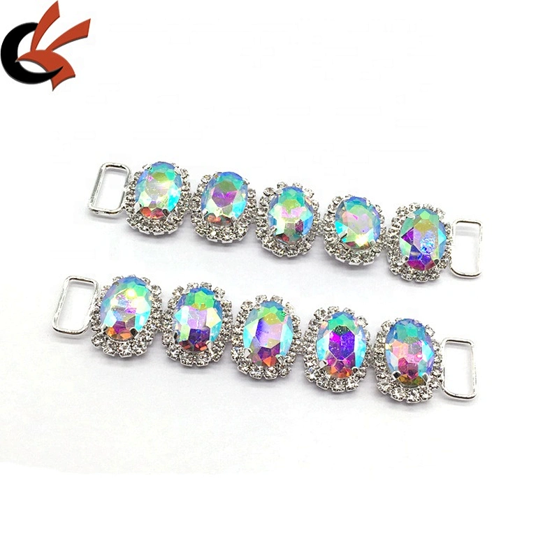 Women Swimwear Bikini Connector AB Oval Mini Center Part Silver Bikini Buckle Connector For Top and Bottom