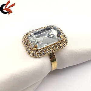 Europe style cheap bulk silver square diamond holder rhinestone napkin rings for wedding