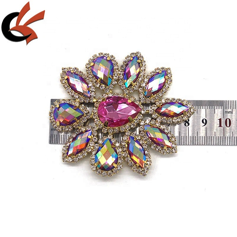 Gorgeous pink AB crystal rhinestone ornament for dress decoration