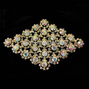 flat back sew on garment crystal rhinestone large brooch applique for women dresses