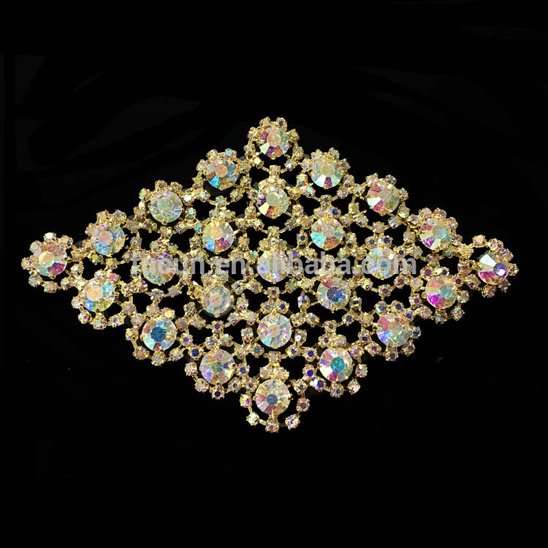 flat back sew on garment crystal rhinestone large brooch applique for women dresses